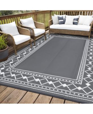 Outdoor Rug 9 x 18, Reversible Waterproof Plastic Straw Patio Mat for RV Camping Deck Backyard Beach Picnic