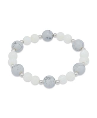 14k Gold-Plated Over Brass Imitation Pearl Howlite Beads Stretch Bracelet