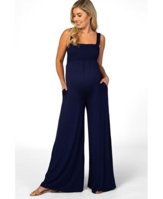 Maternity Navy Sleeveless Wide Leg Jumpsuit