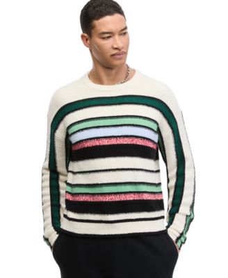 Men's Long Sleeve Relaxed Stripe Crewneck Sweater