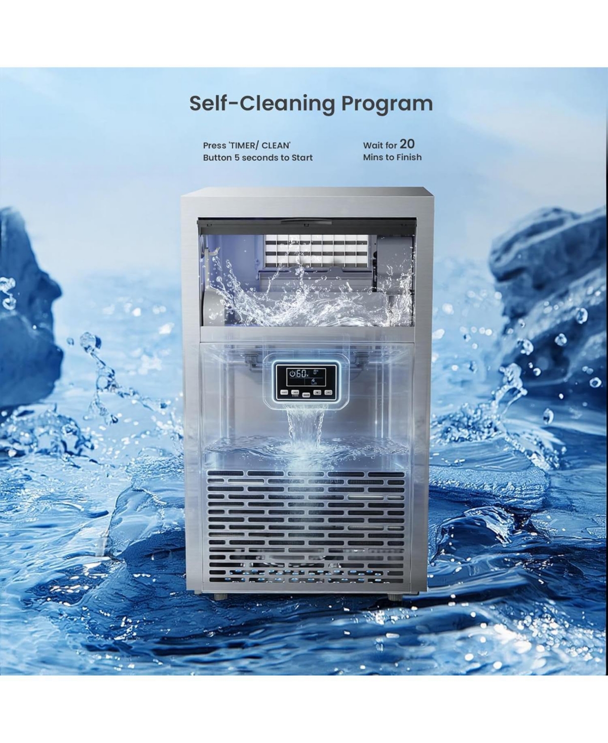 Cowsar 144 lbs/24H Commercial Ice Maker, 29 lbs Ice Storage
