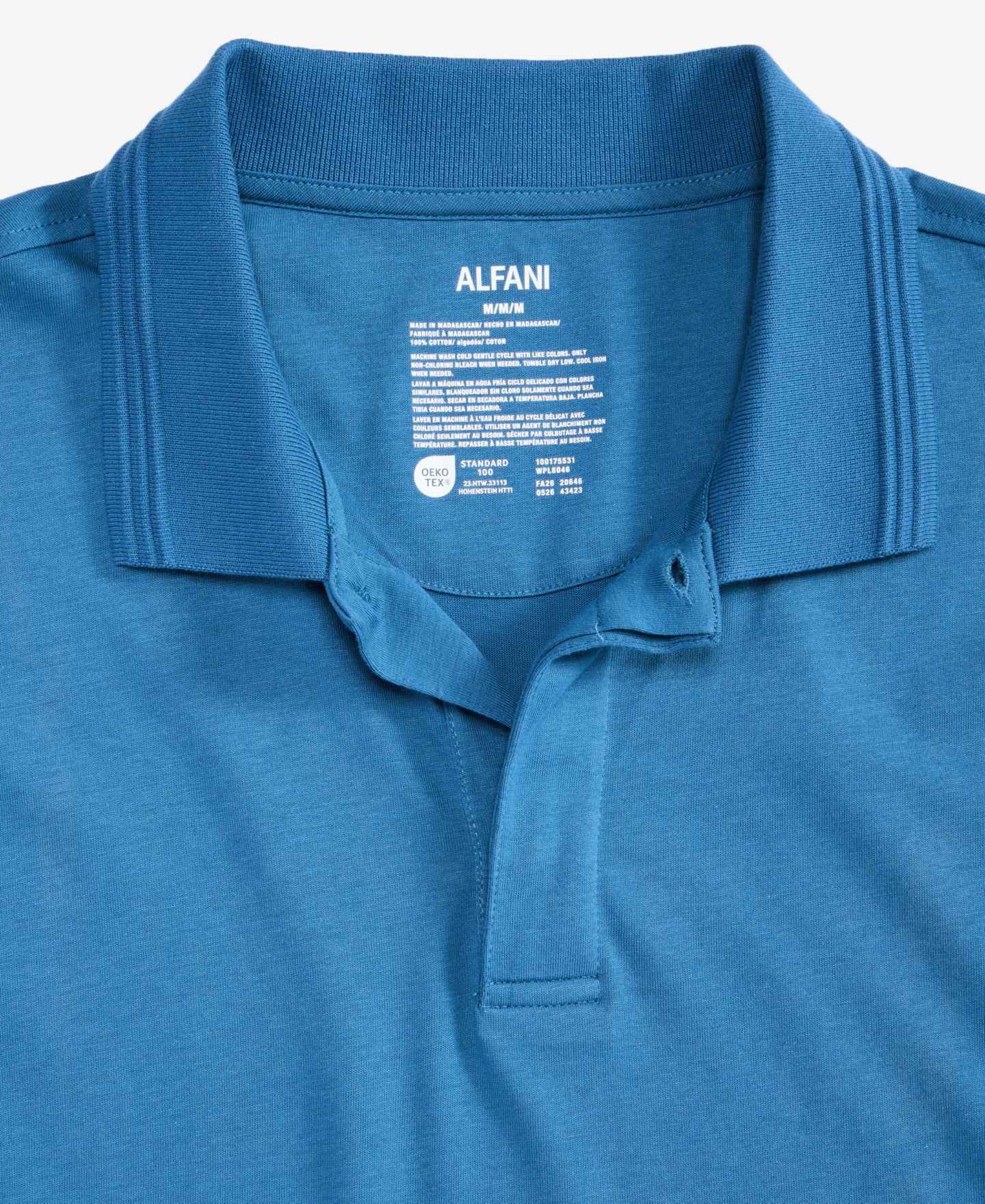 Мужское поло Alfani Regular-Fit Mercerized Polo Shirt, цвет: Асфальтовый синий — фото 4
