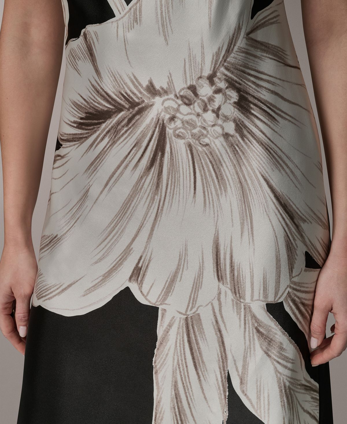 Donna Karan New York Women's Sleeveless Asymmetrical Neck Floral Midi Dress view 4 — MAYCSS fashion products