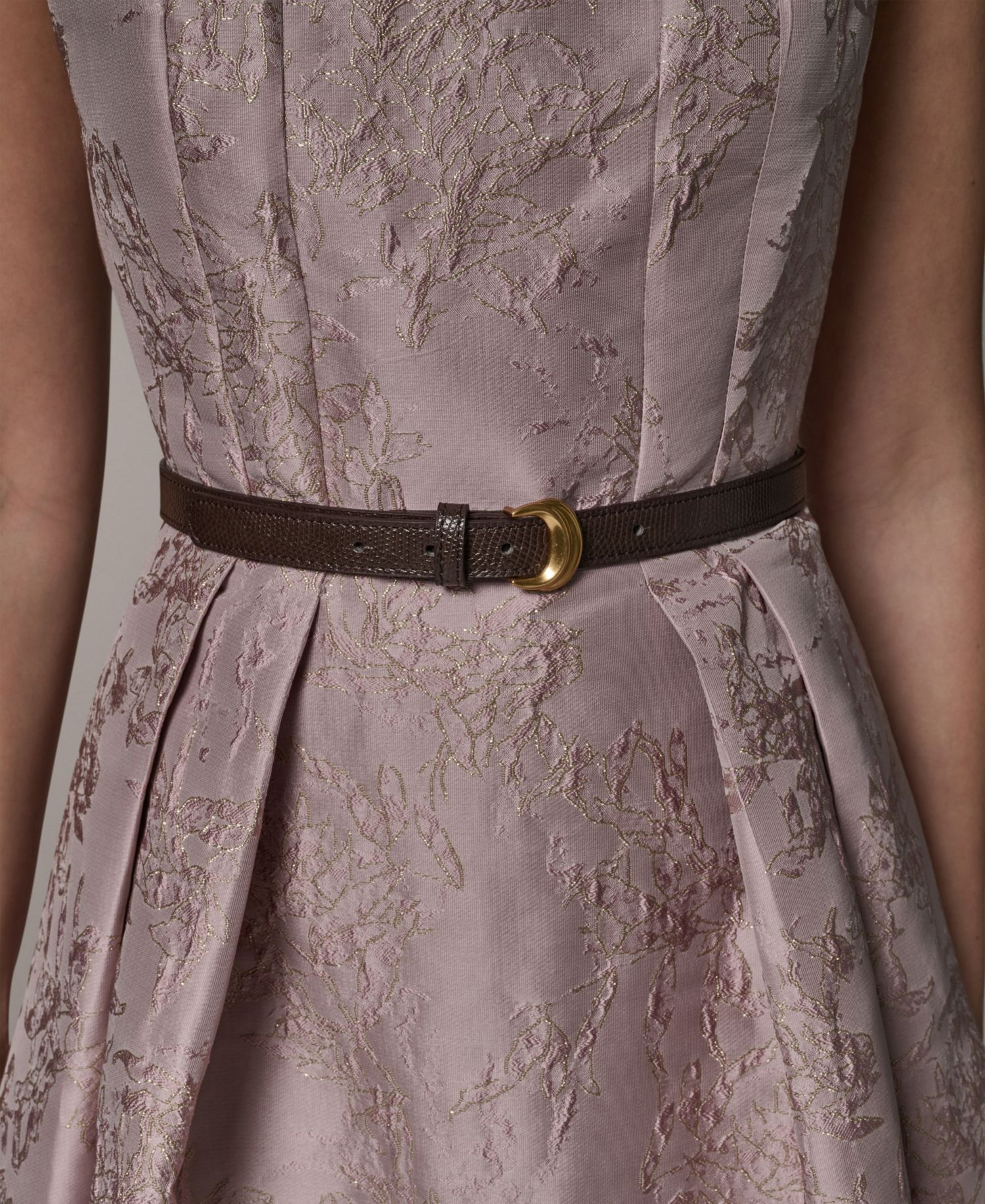 Women's Jacquard Asymmetrical Neck Fit & Flare Dress with Belt