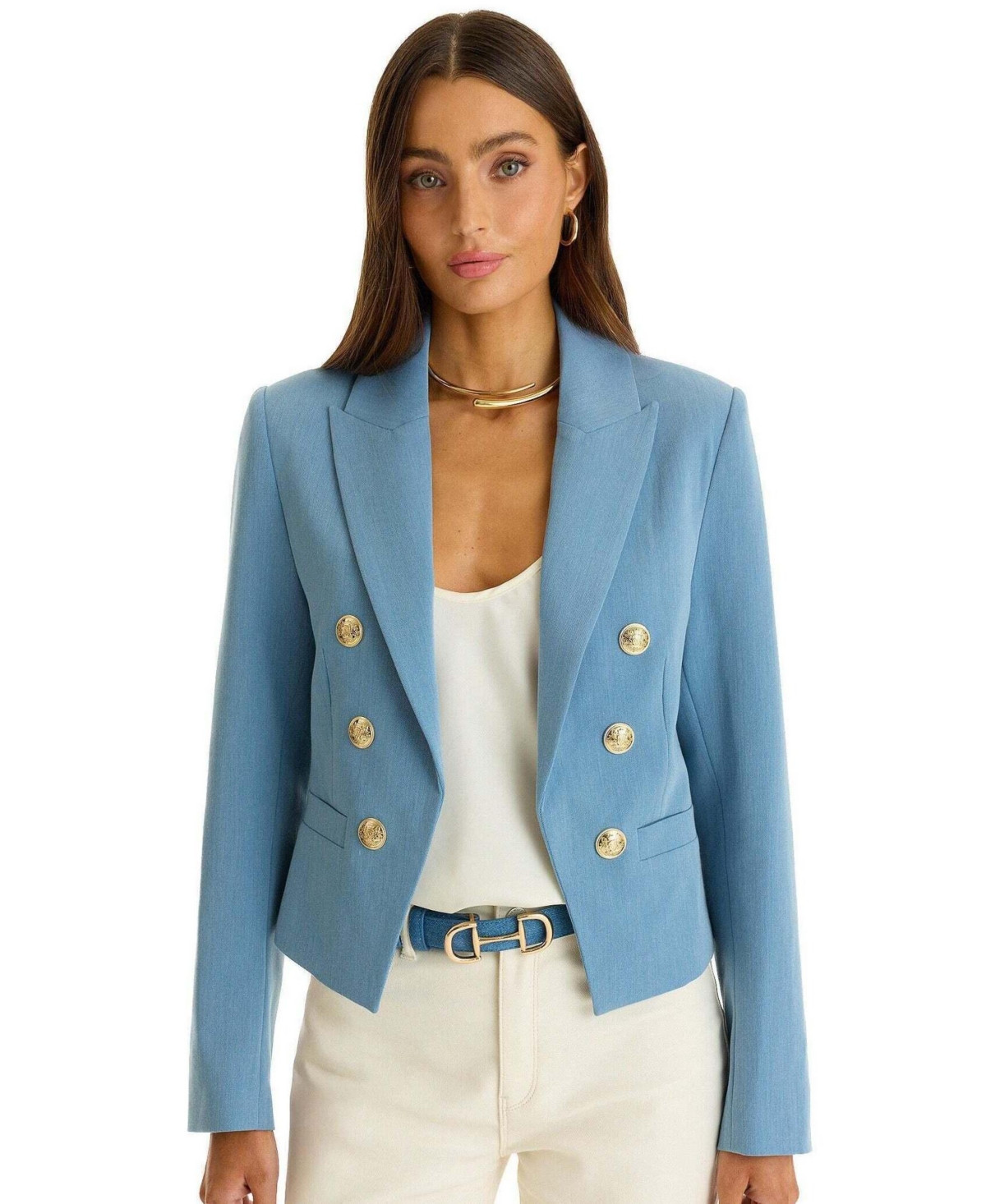 The Noli Shop Womens Gabrielle Double Breasted Blazer - Merlot