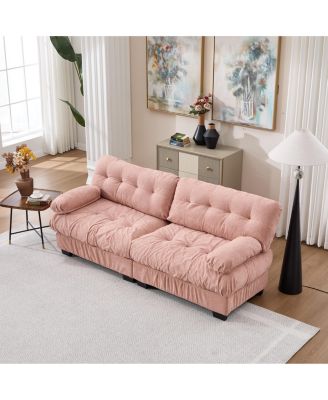 Modular Sectional Sofa, Deep Seat Cloud Couch with Plush Corduroy and Pillows