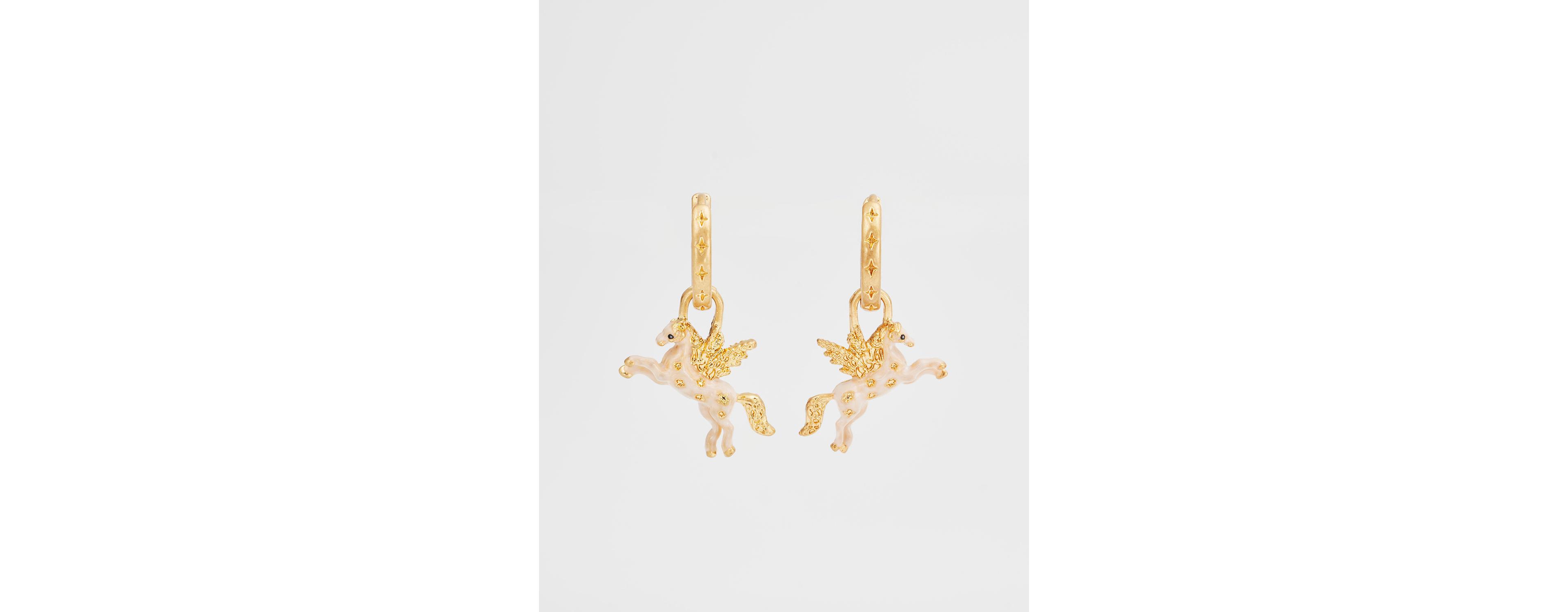 Fable England Gold Pegasus Huggie Earrings