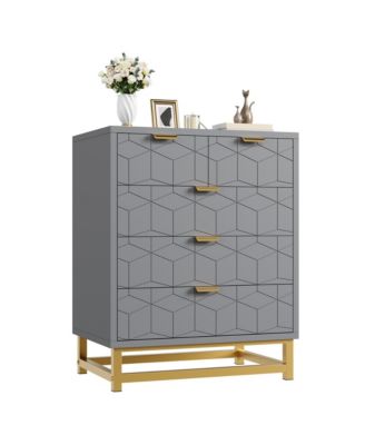 5-Drawer Dresser with Metal Legs, Modern Chest of Drawers for Bedroom, Living Room, Entryway