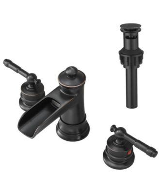 Bathroom Faucets for Sink 3 Hole ORB 8 inch Widespread Bathroom Sink Faucet with Pop Up Drain Double Lever Handle Faucet