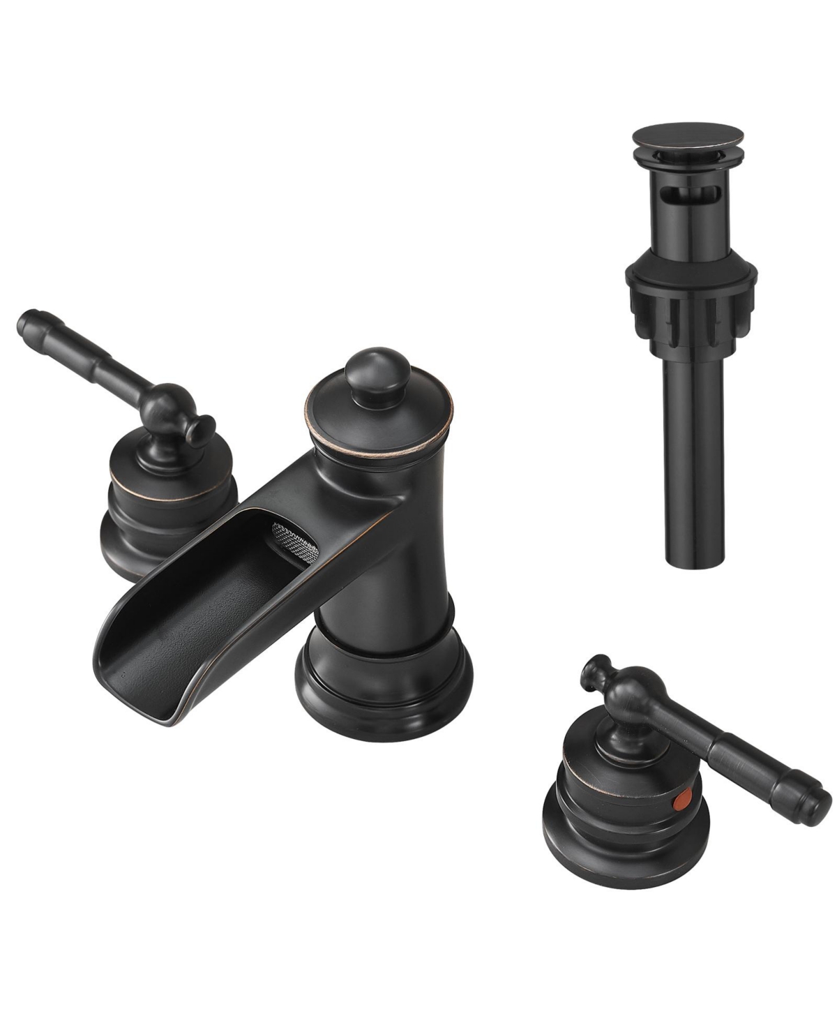 Phying Bathroom Faucets for Sink 3 Hole Orb 8 inch Widespread Bathroom Sink Faucet with Pop Up Drain Double Lever Handle Faucet