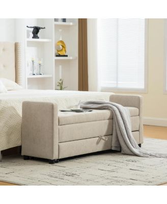 58.27" Modern Upholstered Storage Bench with Rolled Arms