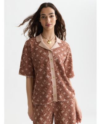 Women's Scotch and Soda Tops and Tees Jacquard Knitted Short-Sleeve Shirt