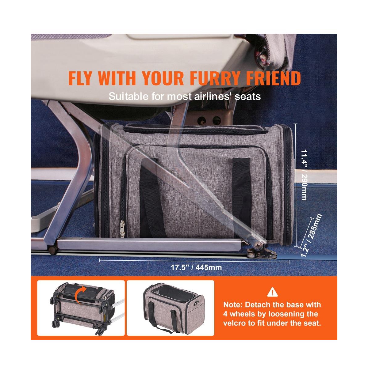 Ruie Rolling Pet Carrier with Telescopic Handle for Small Cats and Dogs up to 25 lbs