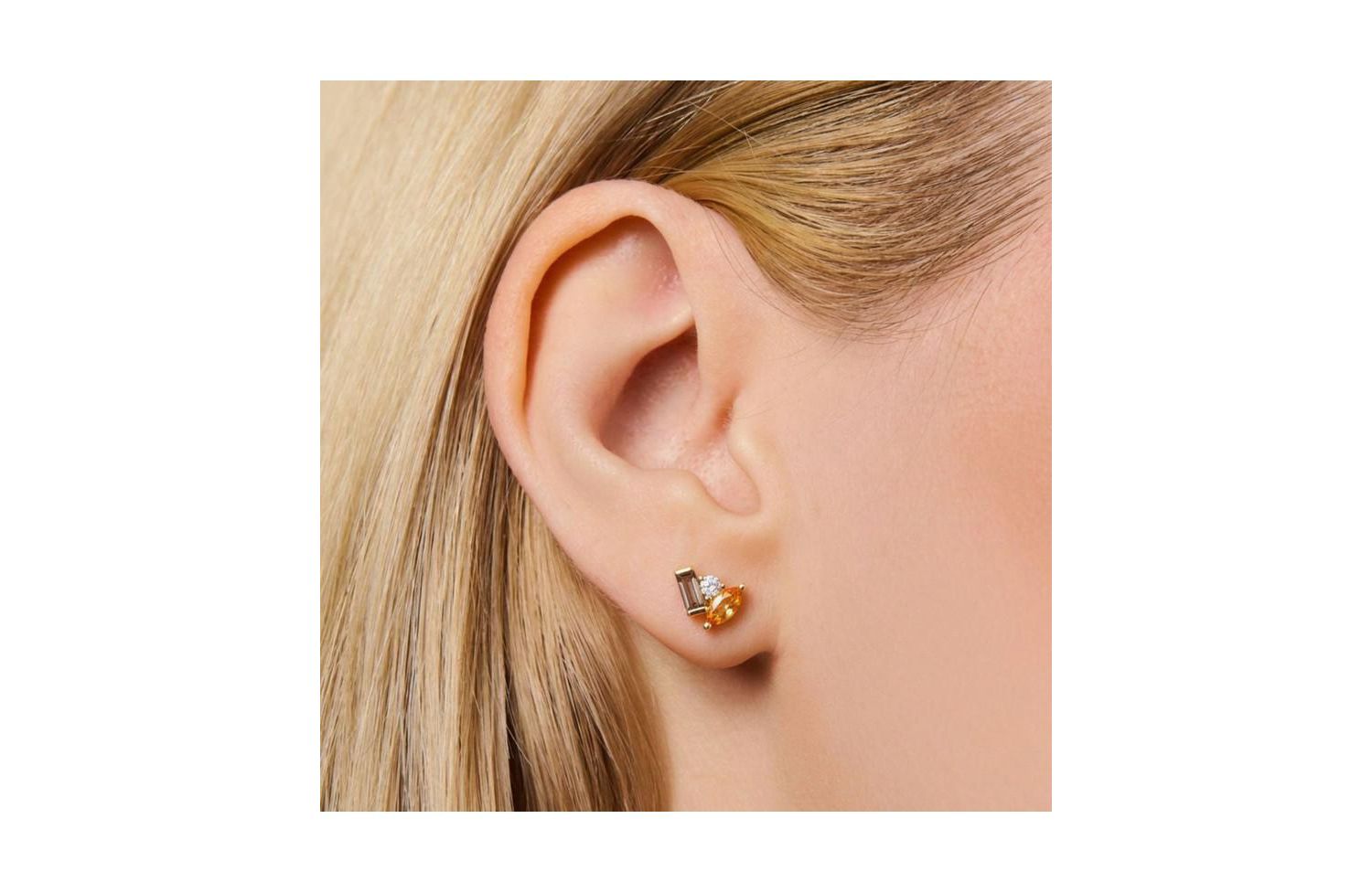 Seraphina Citrine Smoky Quartz Stud Earrings