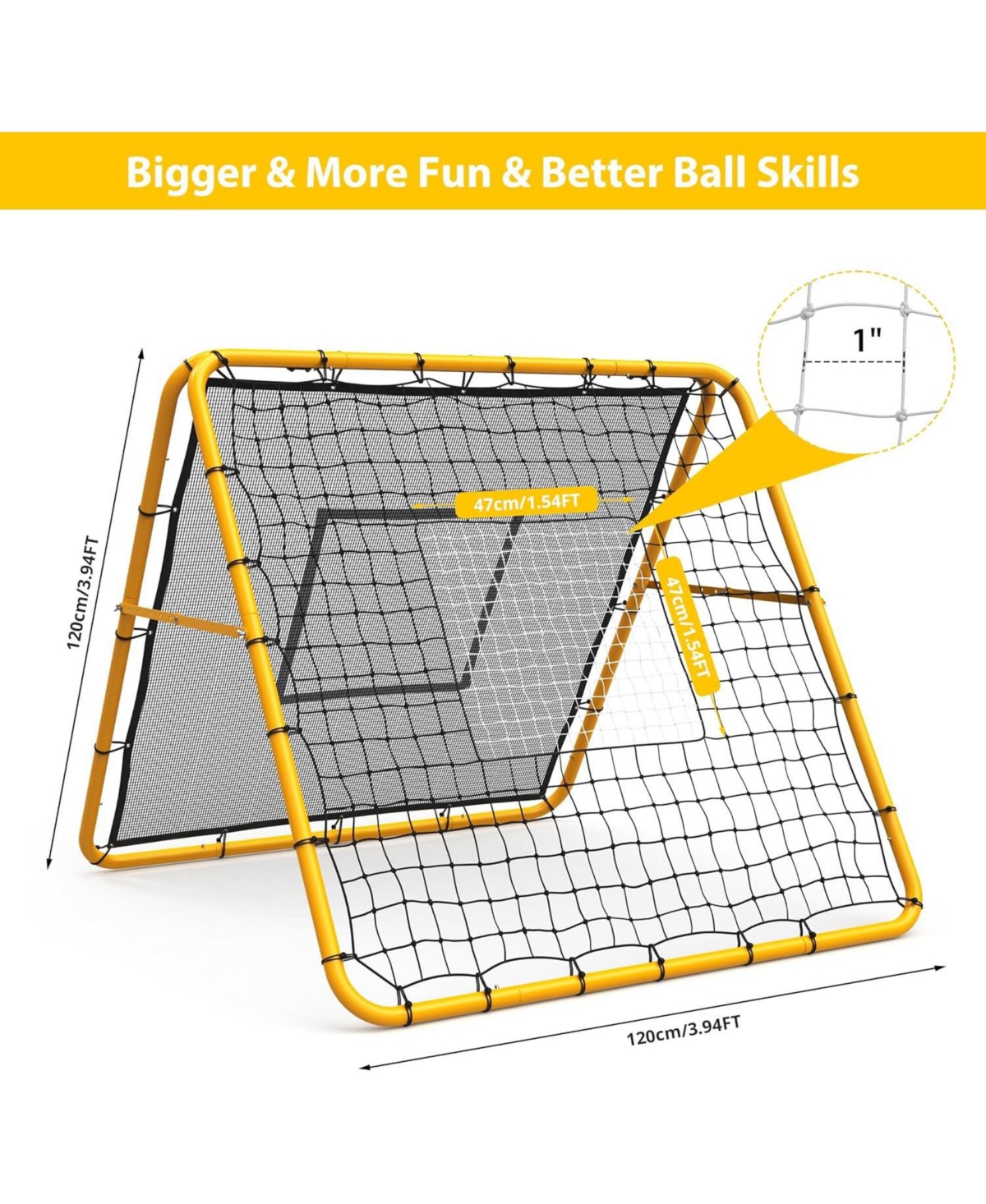 Xo Adjustable Soccer Rebounder Net 6x4 Ft, Double-Sided Trainer with Steel Frame, Easy Setup Soccer Practice Net