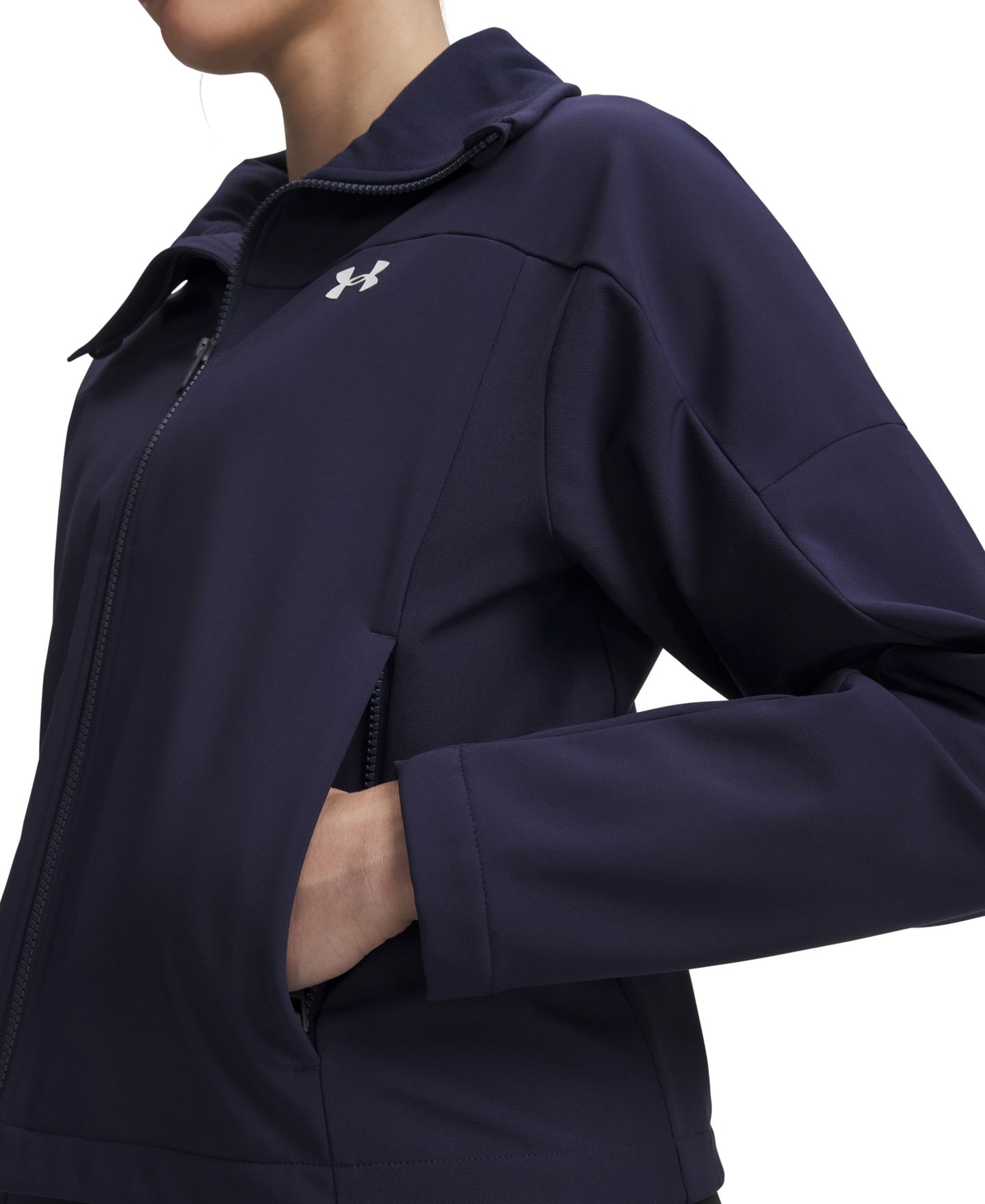 Женская куртка Under Armour Shield Collared, цвет: Полуночный тёмно-синий — фото 2