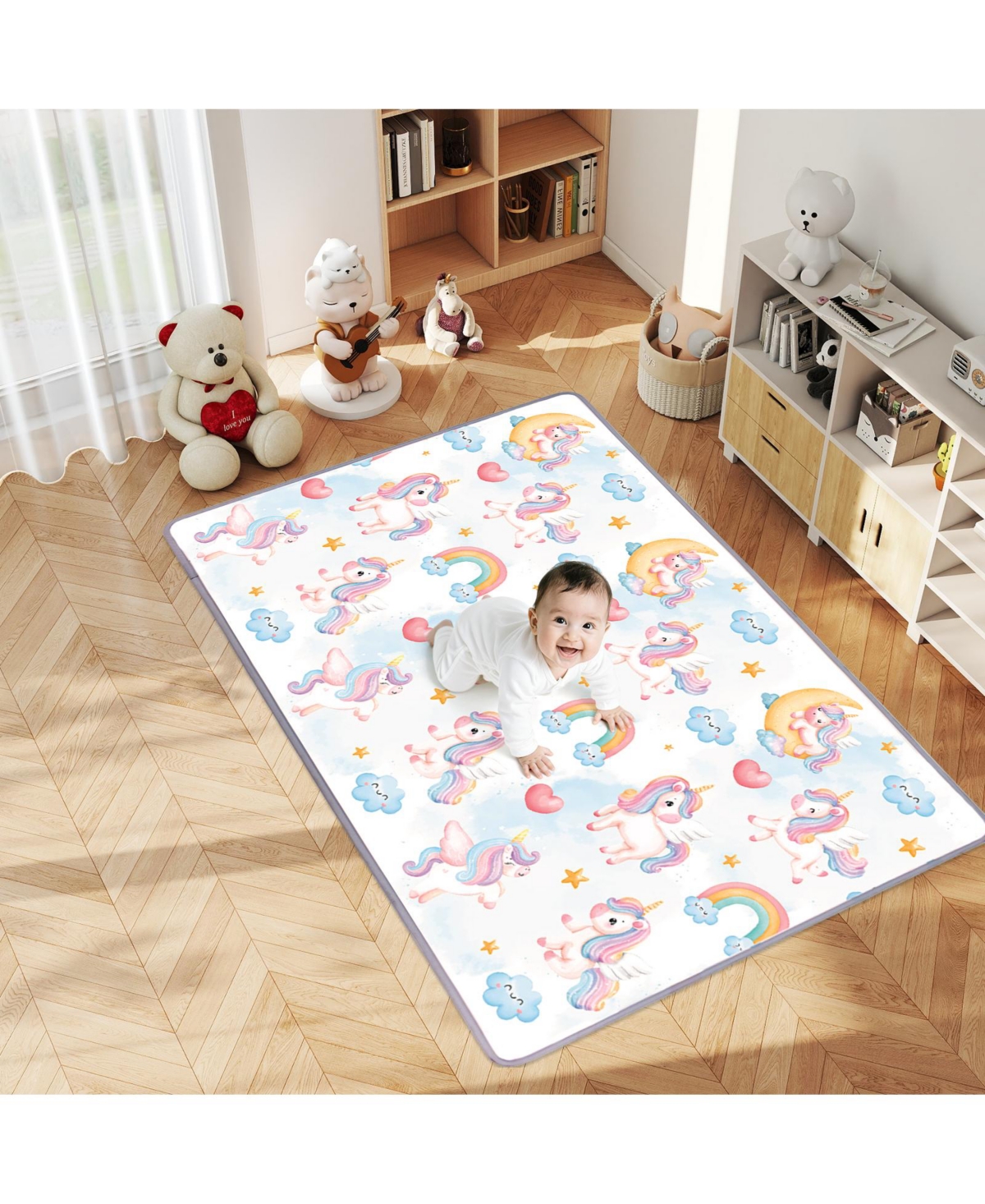 Slickblue Roll Up Foam Activity Play Mat for Toddlers Indoor Floor Use