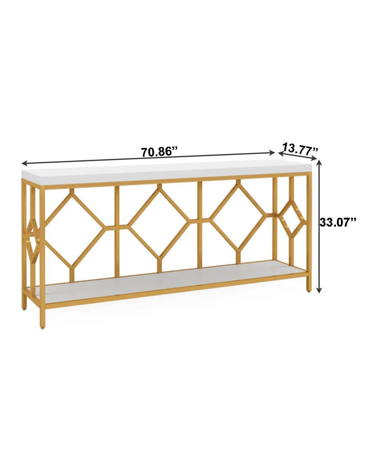 Slickblue 2-Tier Sofa Table with Open Storage Shelf, Extra Long Console Table