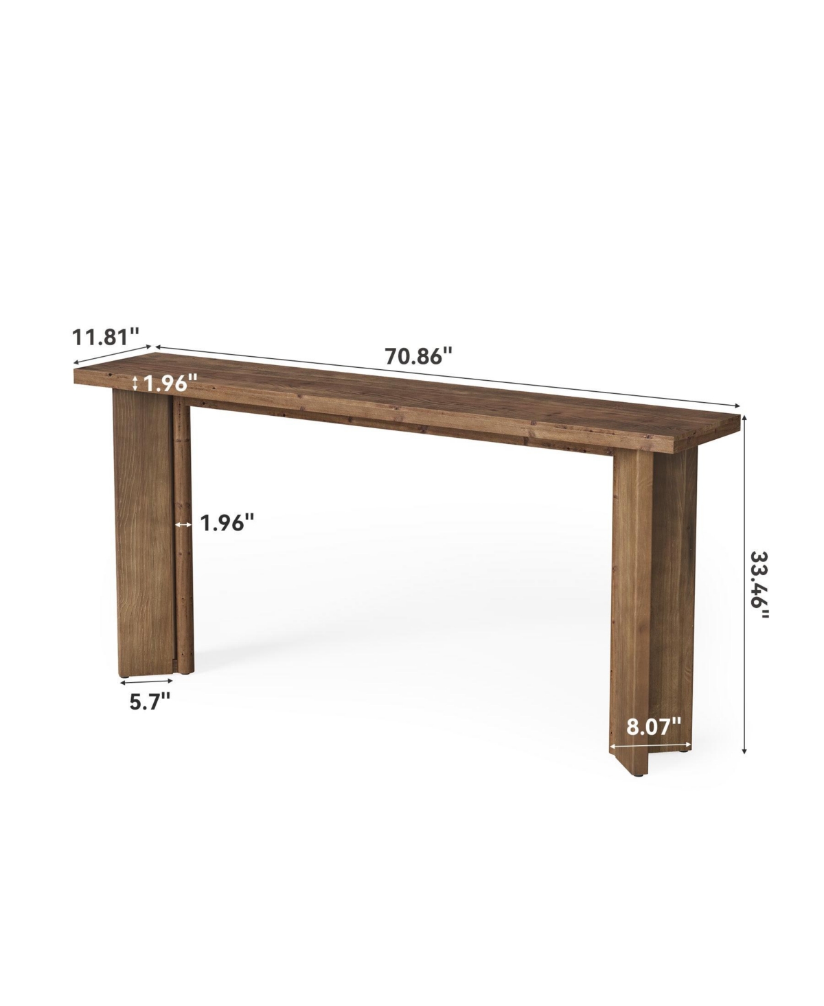Slickblue Solid Wood Sofa Console Table for Foyer, Hallway, or Living Room