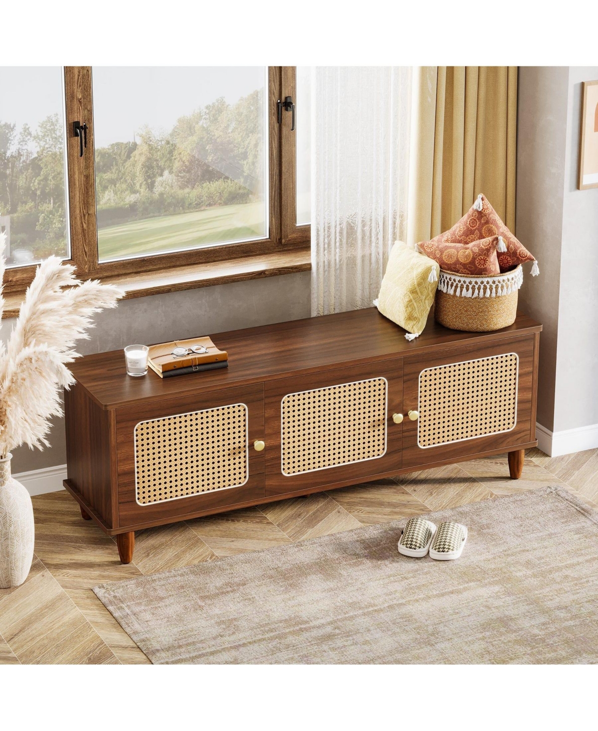 Slickblue Storage Bench with Lift Top and 2 Tier Shoe Storage