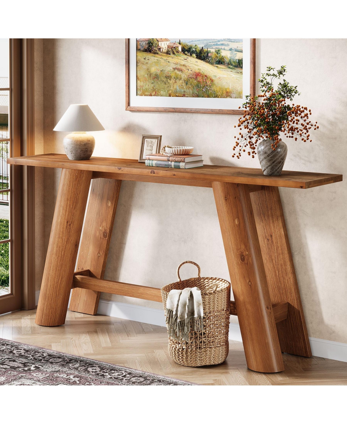 Slickblue Long Wood Console Table for Living Room Hallway and Entryway