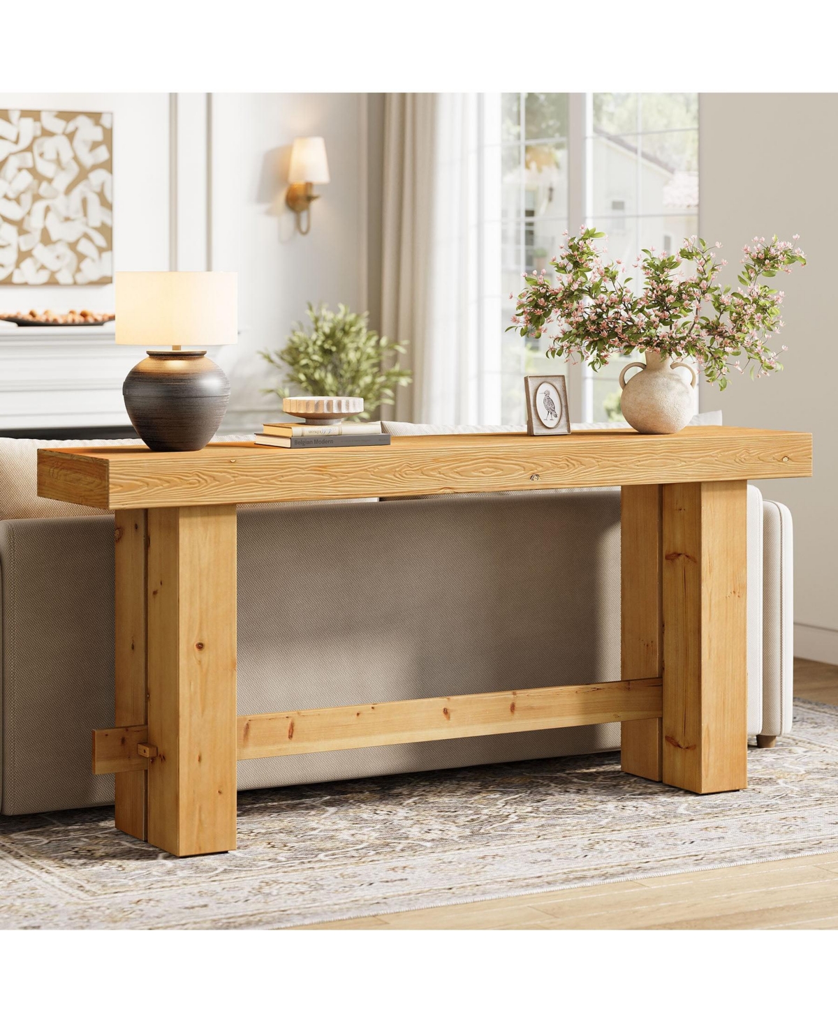 Slickblue Solid Wood Entryway Console Table, Sofa Table with Stable Legs