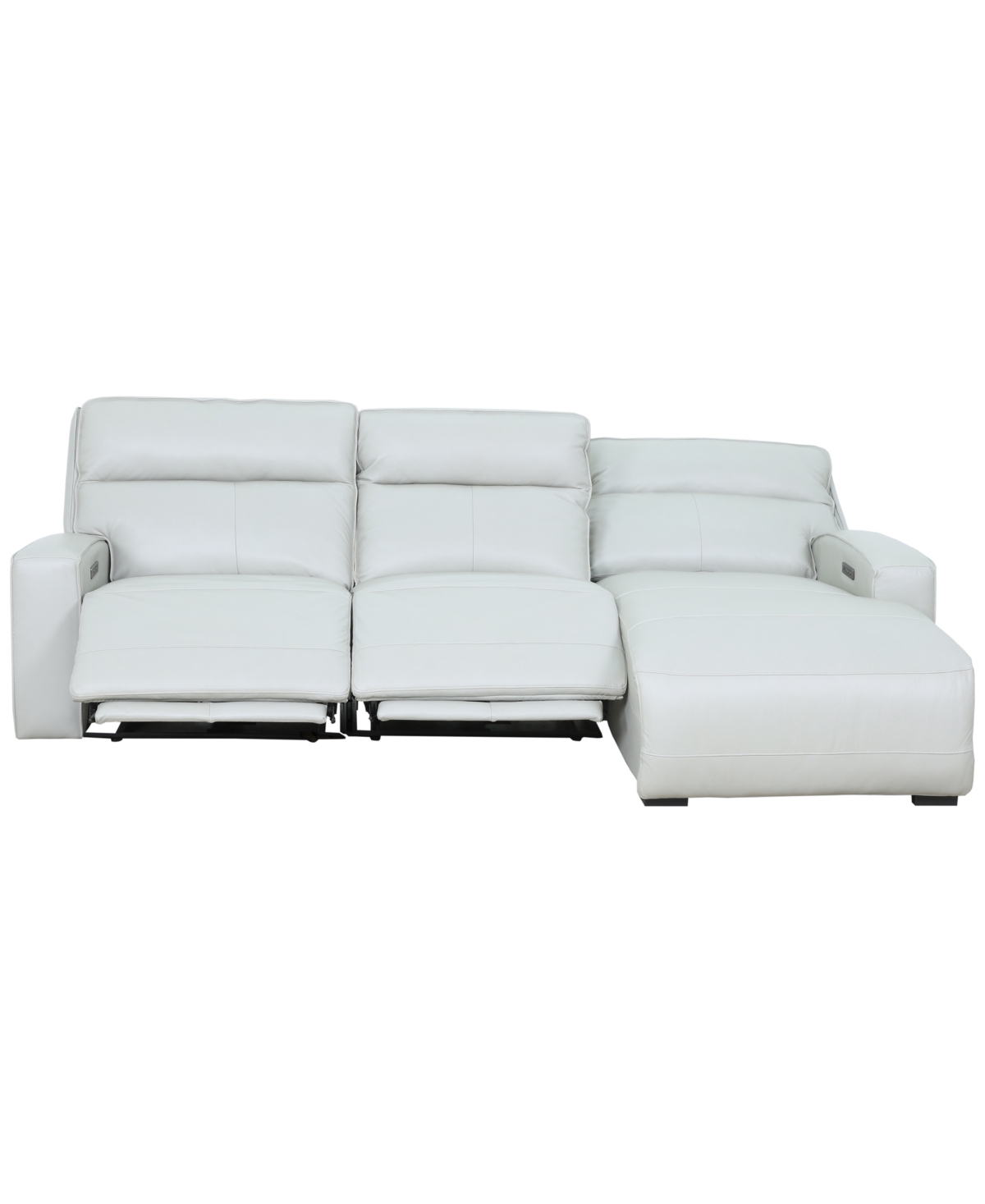 Zackary 3-Piece Leather Chaise Sofa with 2 Power Motion, Macy's Exclusive