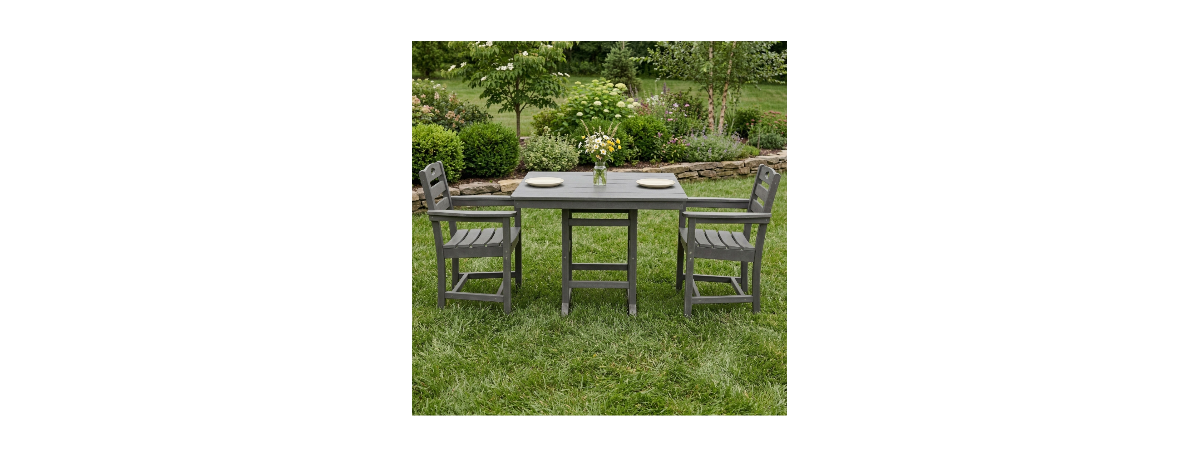 Streamdale Furniture Hdpe Outdoor Patio Dining Set with Square Table and Armchairs
