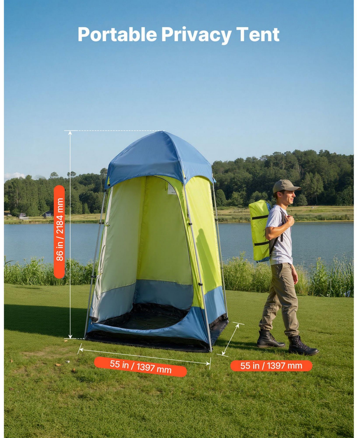 Cozito Camping Shower Tent, 1-Room Portable Privacy Changing Room with Steel Poles