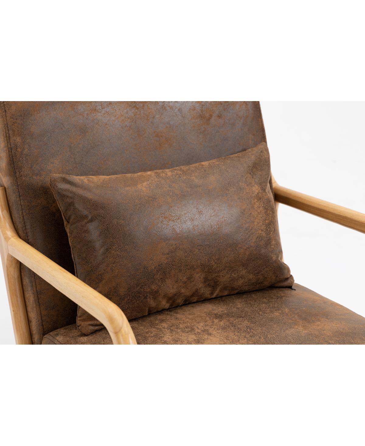 Streamdale Furniture Mid-Century Modern Wood Frame Accent Chair with Waist Cushion