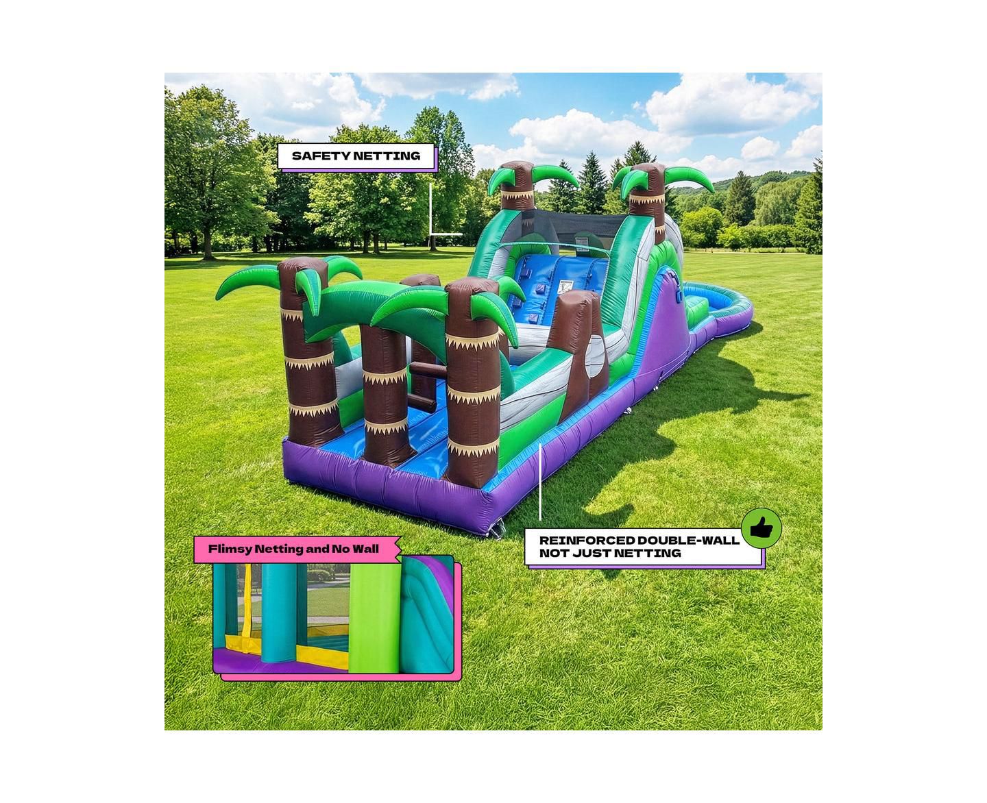 Детская игрушка POP JUMP Tropical 28' Obstacle Course with Slide, цвет: Разноцветный — фото 7