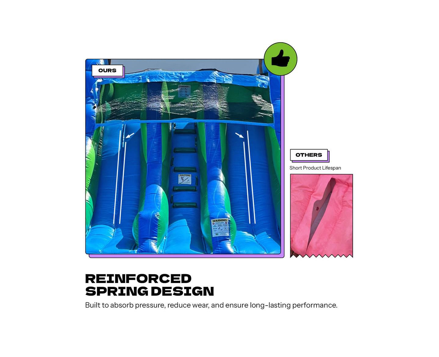 Детская игрушка POP JUMP Tropical Island 23' Dual Lane Water Slide with Integrated Pool, Ages 3+, цвет: Разноцветный — фото 6
