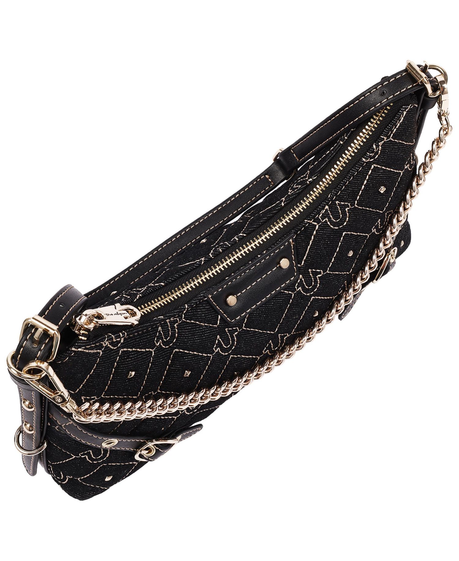 Women's Studded Denim Chain Shoulder Bag