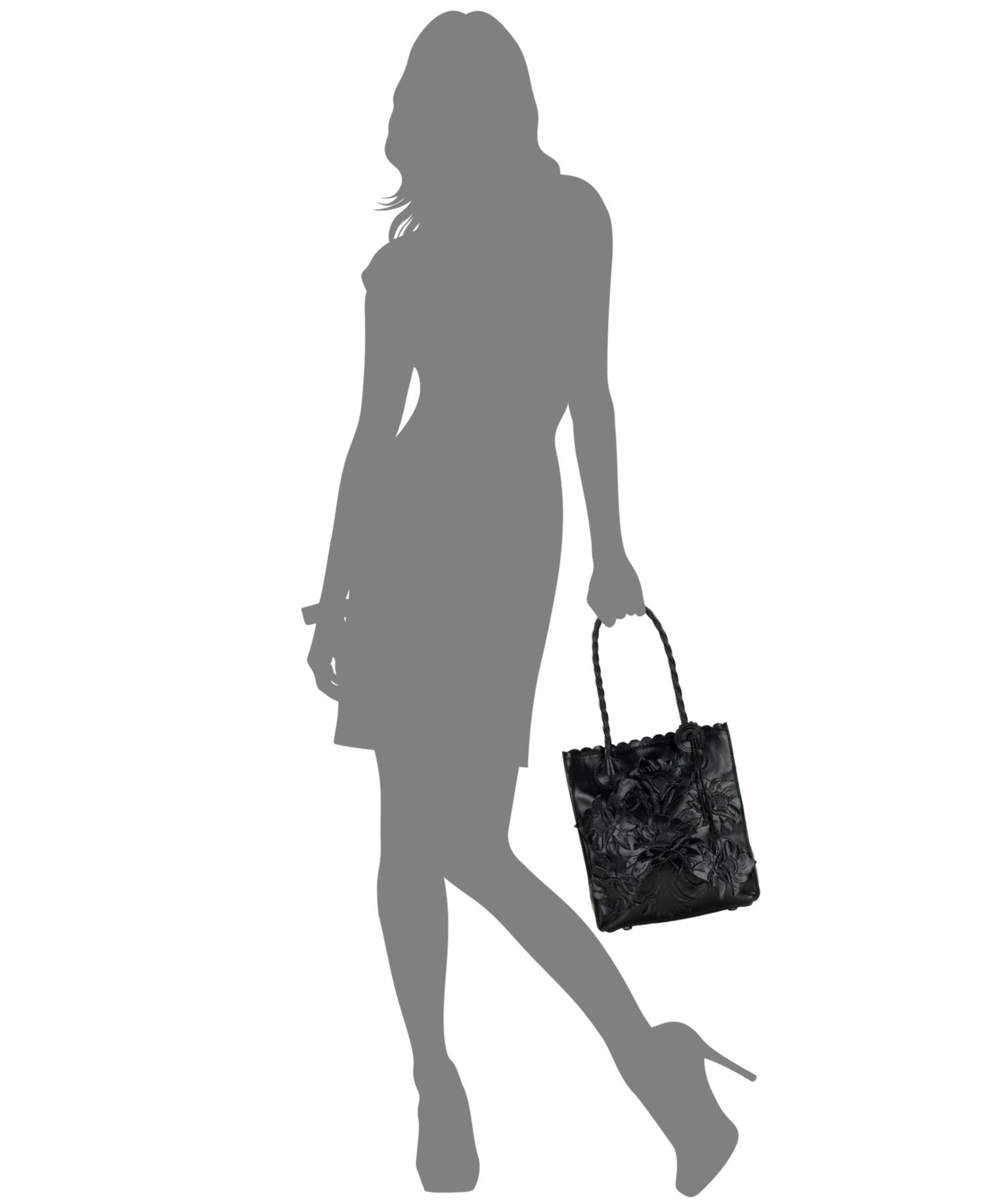 Charline Cavo Small Tooled Leather Applique Tote Handbag