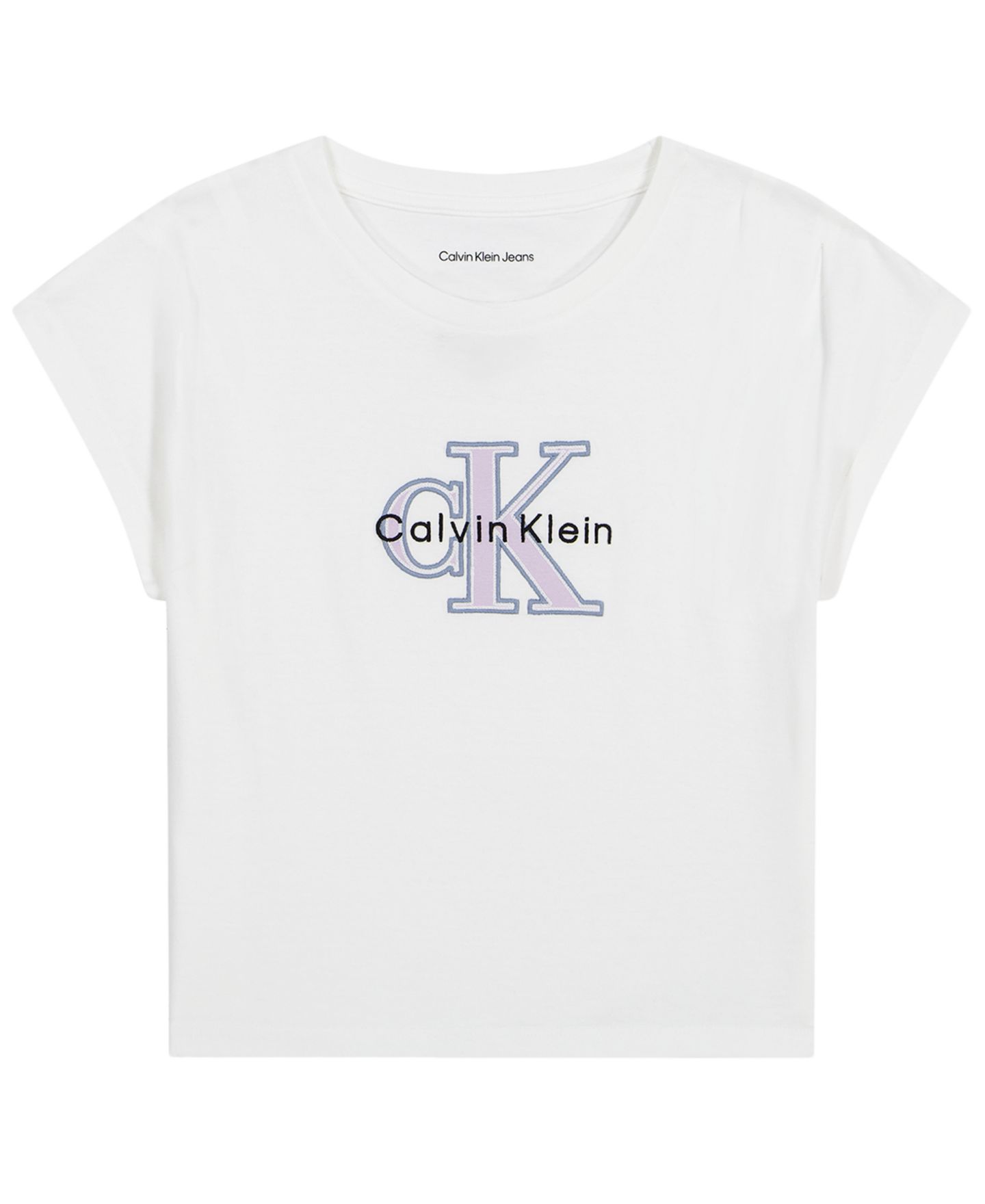 Футболка Calvin Klein Seasonal Mono Logo Short-Sleeve для девочек, цвет: Белый — фото 4