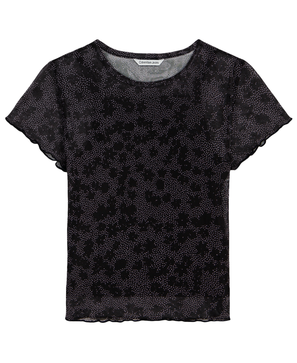 Calvin Klein Girls' 7-16 Short-Sleeve Mesh T-Shirt - Black