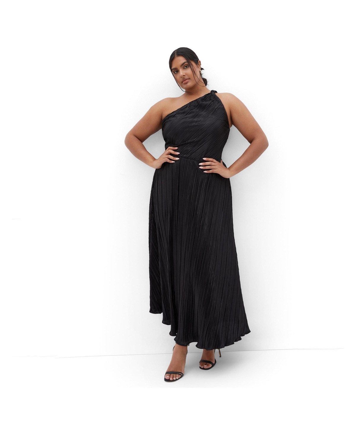 City Chic Plus Kamila One Shoulder Metallic Dress