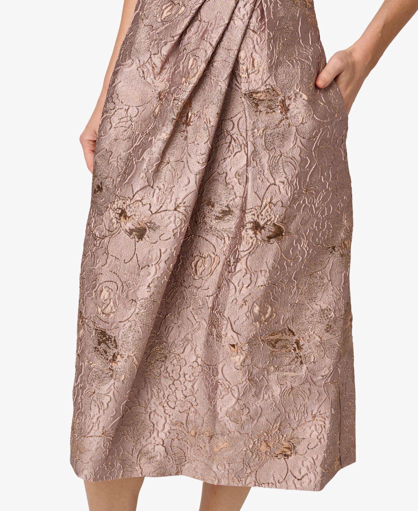 Женское платье Adrianna Papell Metallic Jacquard Sweetheart Neck Midi, цвет: Имбирный — фото 4