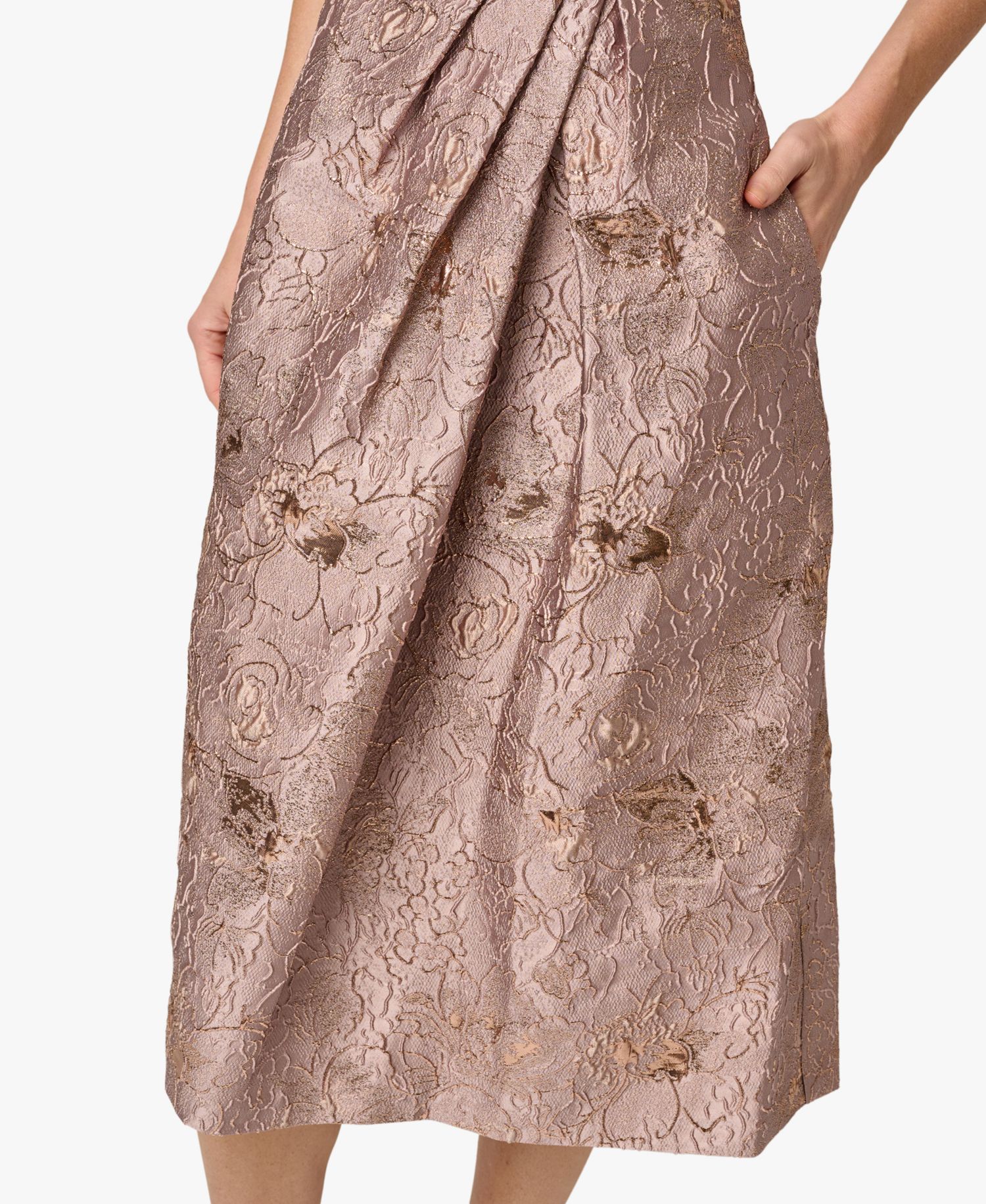 Women's Metallic Jacquard Sweetheart Neck Midi Dress