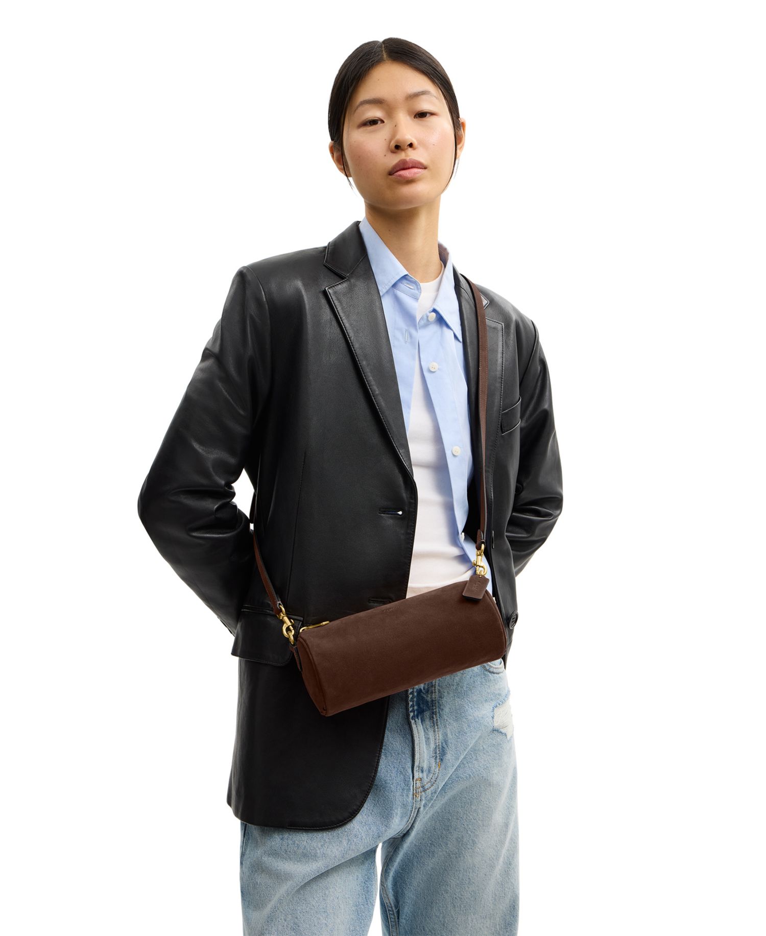 Barrel Small Suede Slim Shoulder Bag