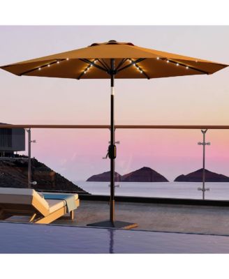 10 Feet Outdoor Table Patio Umbrella, Waterproof UV Protection with Solar Lights