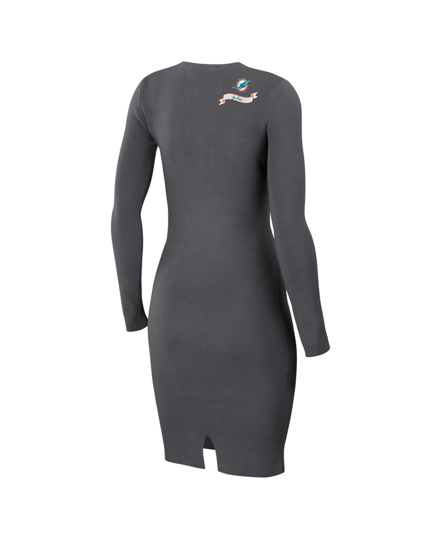 Women's Charcoal Miami Dolphins Lace Up Long Sleeve Dress