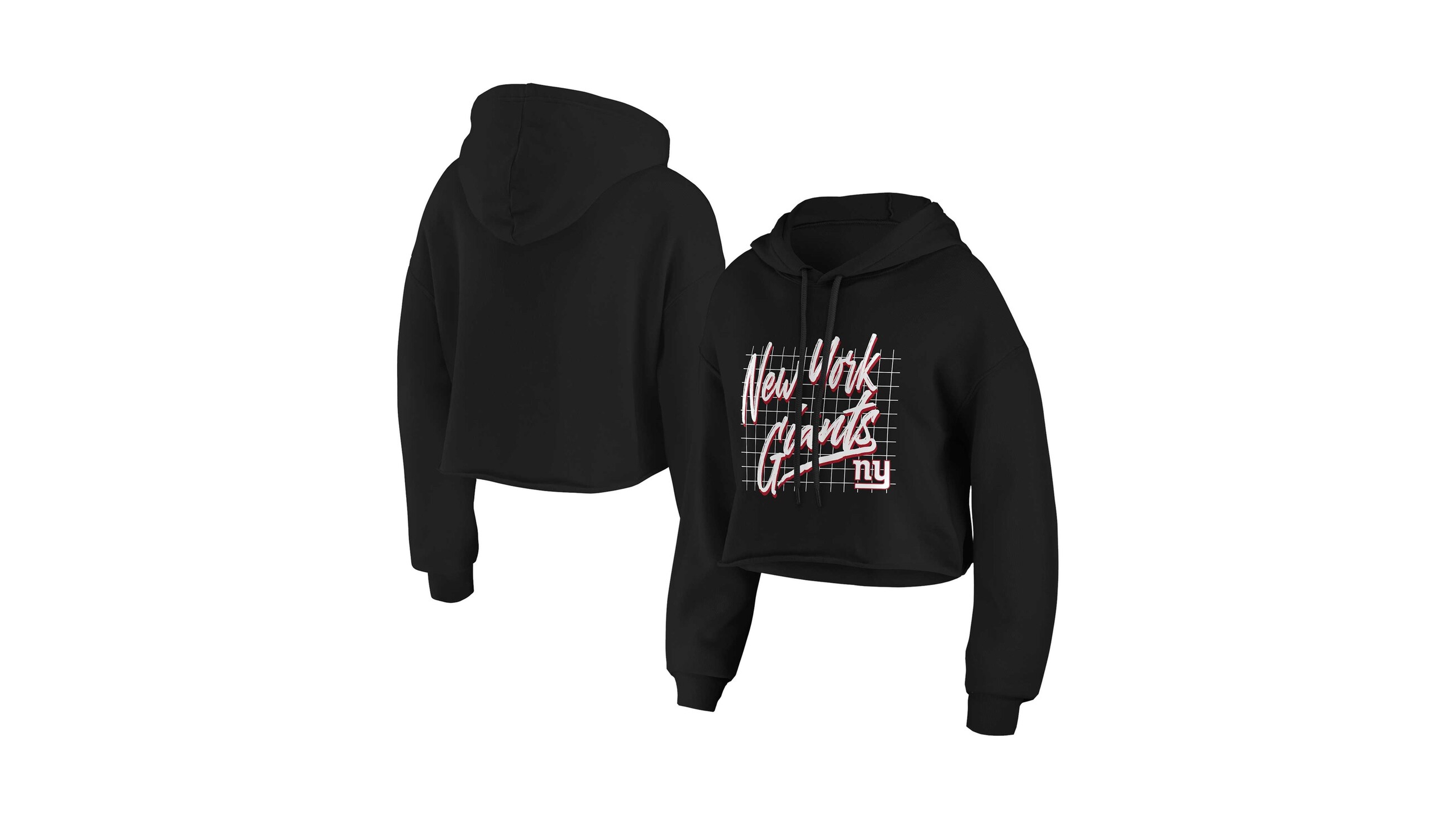 Wear by Erin Andrews Women's Black New York Giants Domestic Cropped Pullover Hoodie