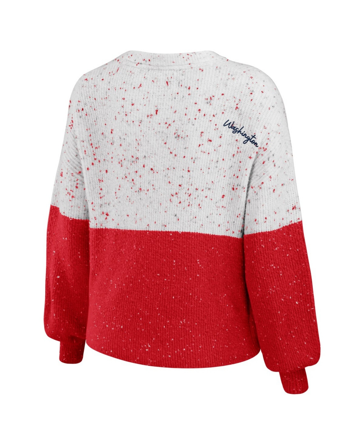 Wear by Erin Andrews Women's White/Red Washington Wizards Color-Block Pullover Sweater