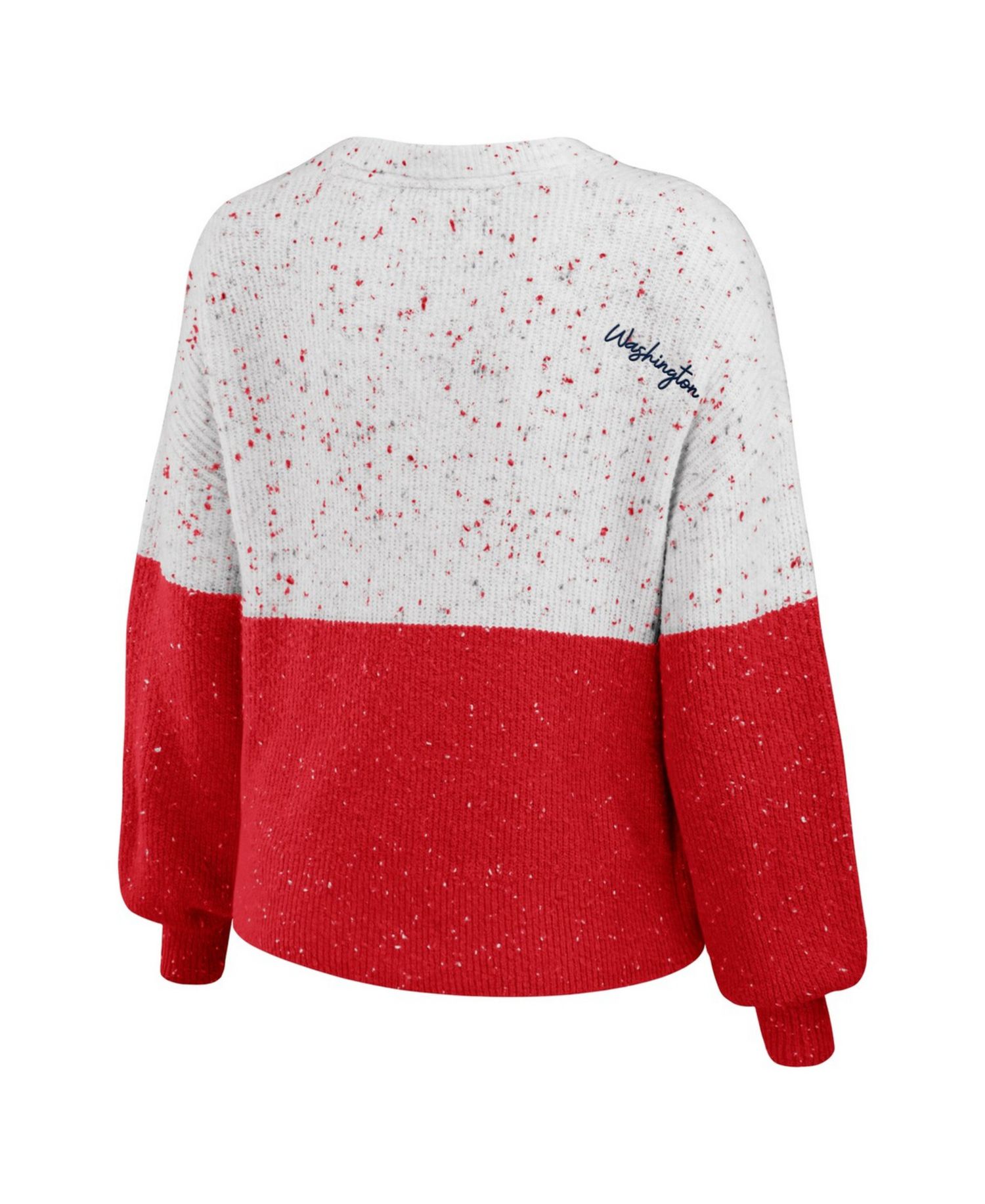 Women's White/Red Washington Wizards Color-Block Pullover Sweater