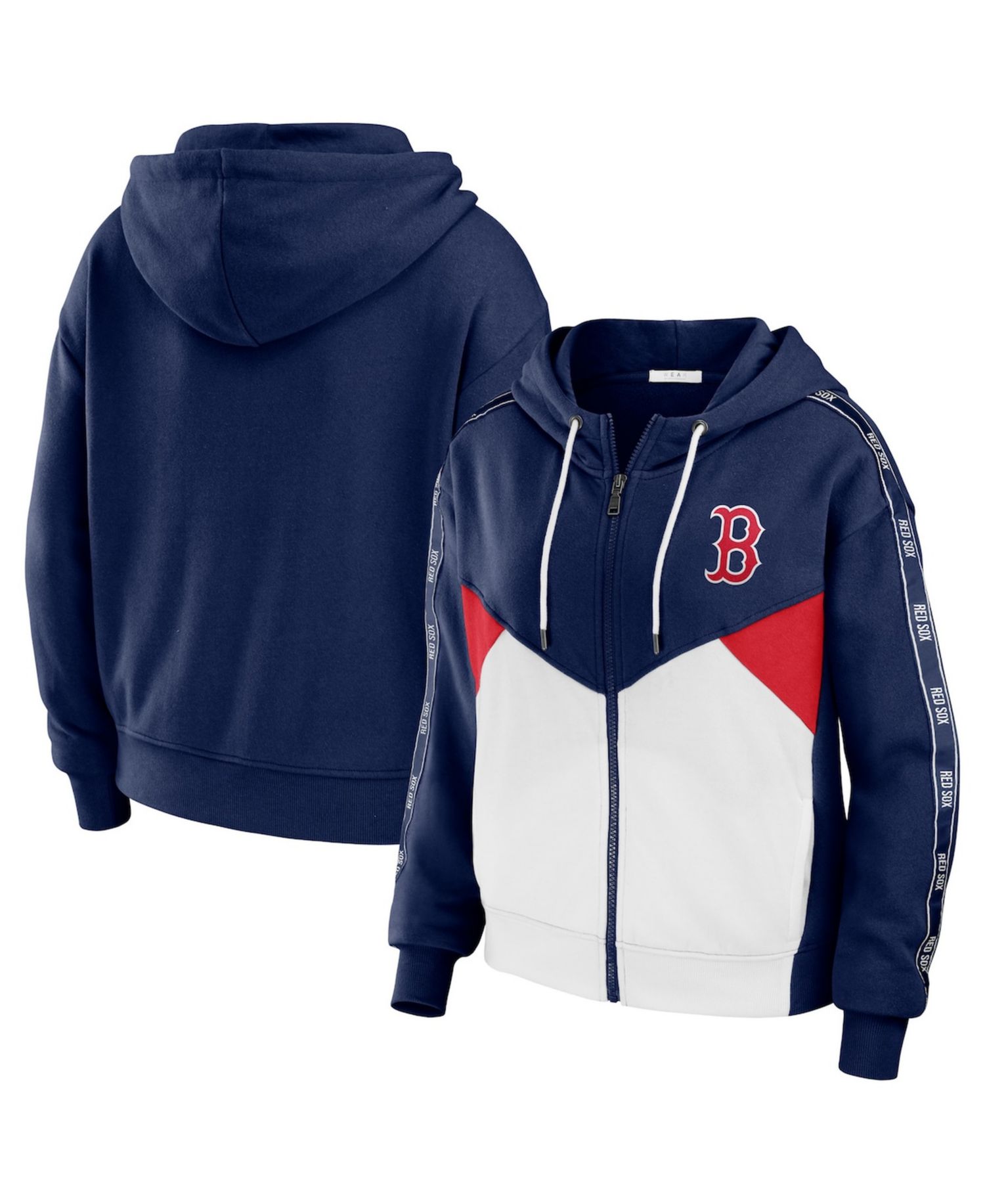 Women's Navy/White Boston Red Sox Color Block Full-Zip Hoodie