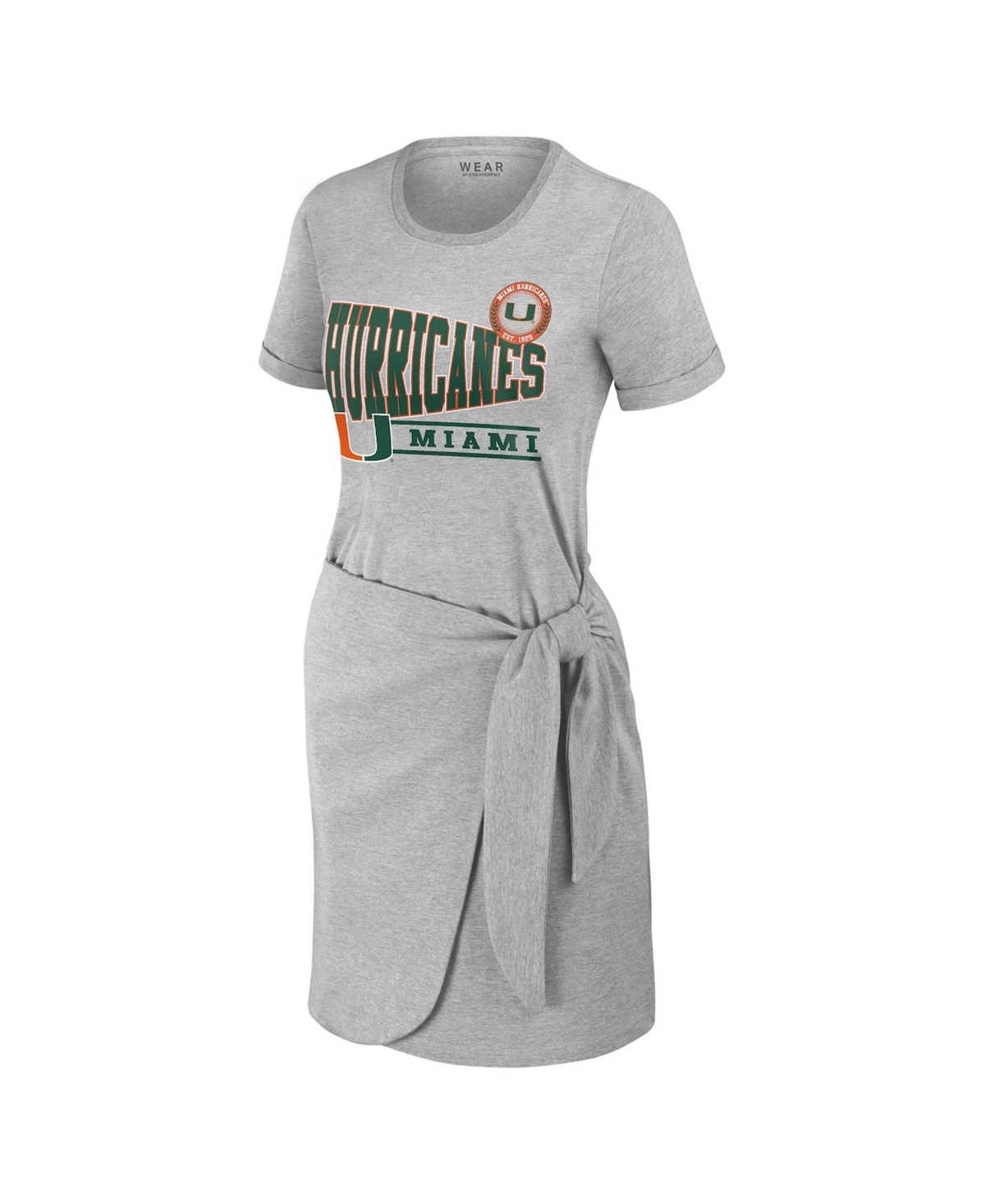 Wear by Erin Andrews Women's Heather Gray Miami Hurricanes Knotted T-Shirt Dress