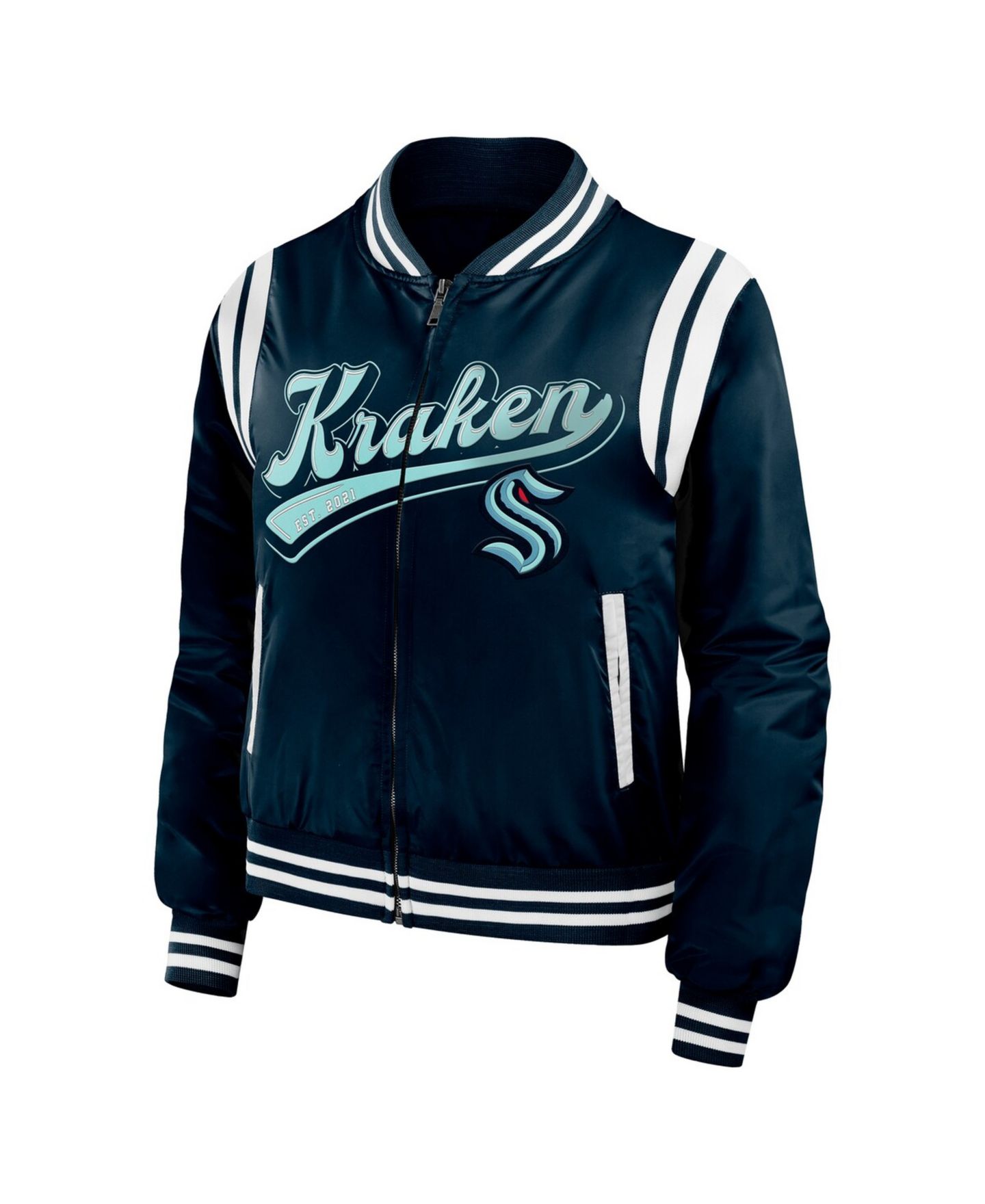 Женская куртка WEAR by Erin Andrews Deep Sea Blue Seattle Kraken Baller Full-Zip Bomber — фото 2