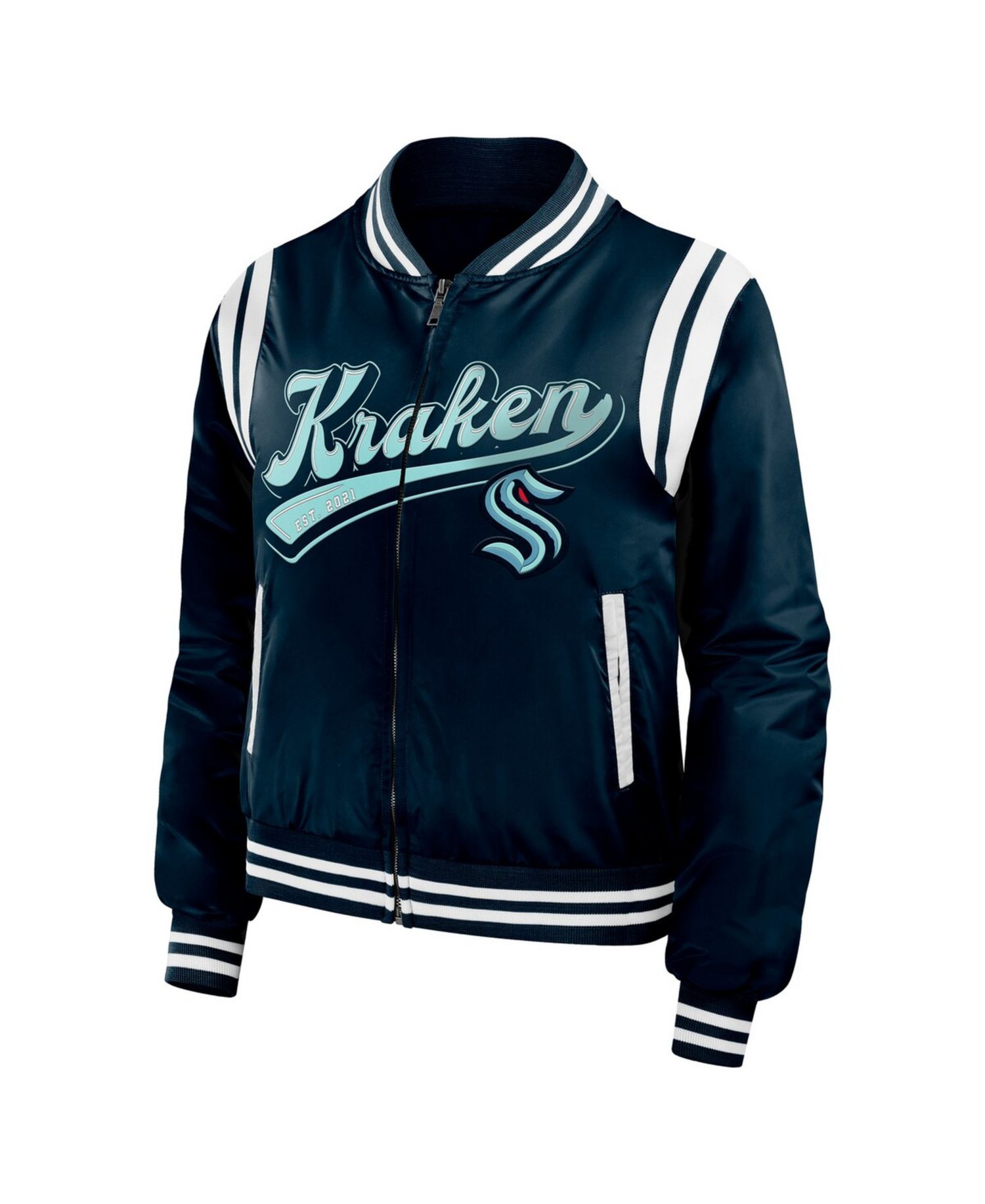 Women's Deep Sea Blue Seattle Kraken Baller Full-Zip Bomber Jacket