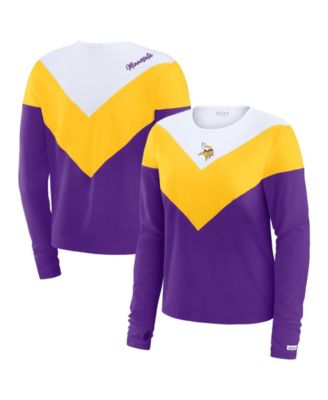 Women's White/Gold Minnesota Vikings Plus Size Chevron Tri-Blend Long Sleeve T-Shirt